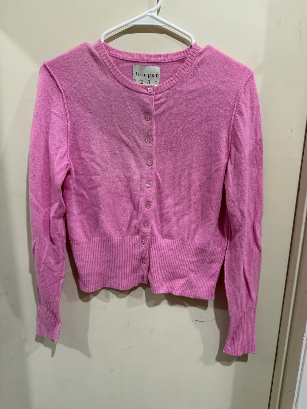 Jumper 1234 Pink Button-Front Womens Cardigan